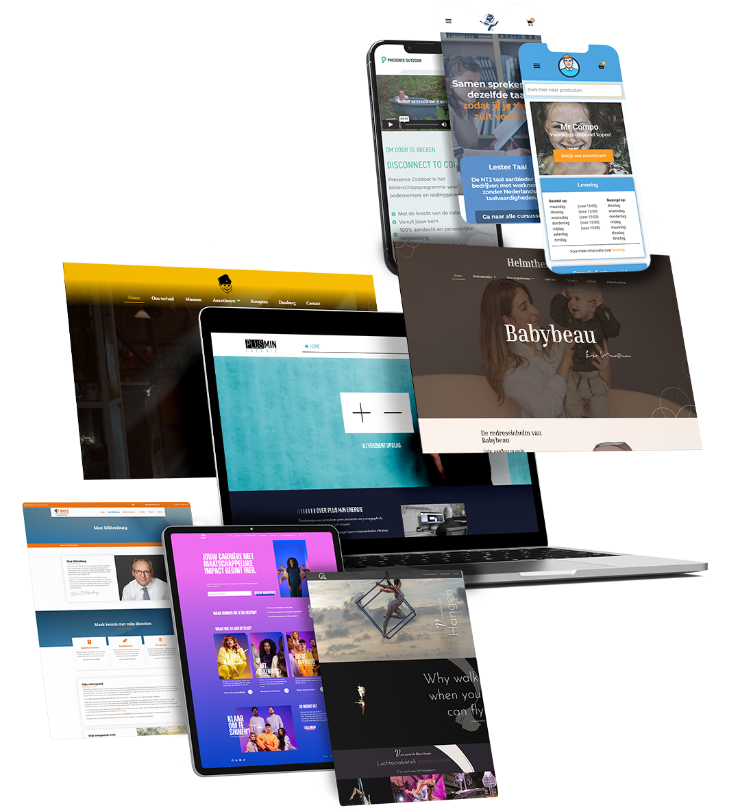 Mockups van websites gemaakt door ROKX Mobiel versie